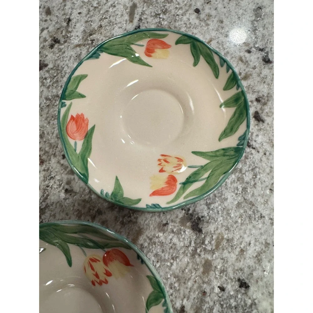 Set of 2 Vintage Johnson Brothers JF Tulip Saucers Made in England Floral Cream